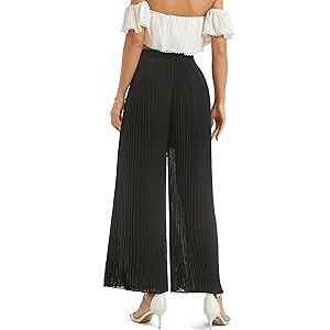 Women''s Chiffon Dress Beach Wide Leg Palazzo Pants Elastic Waist Trouser