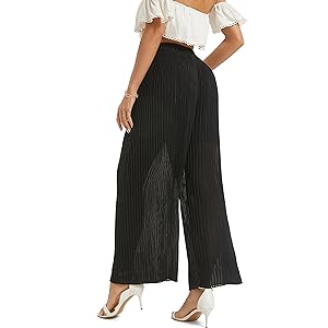 Women''s Chiffon Dress Beach Wide Leg Palazzo Pants Elastic Waist Trouser