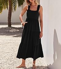 Sun Dresses Women Summer Casual Flowy Tired Maxi Dress Backless Beach Long Dresses Tank Dress