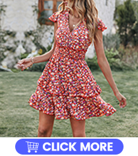 short sleeve mini dress summer dresses v neck dress swing party dress floral dress flutter sleeve