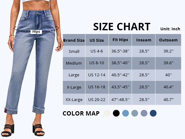 Jeans for Women Trendy High Waisted Slim Straight Leg Mom Jeans Stretchy Denim Pants 