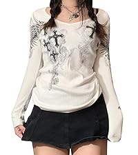 y2k shirts women teen girls grunge clothes long sleeve tops