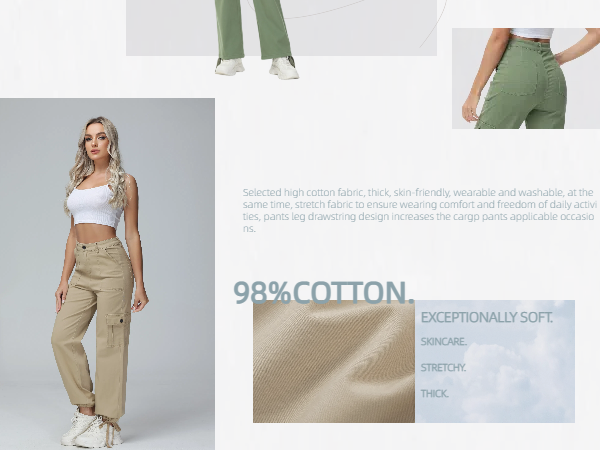 High Waisted Cargo Pants Women Wide Leg Y2K Baggy Stretchy Casual Pants Straight Slacks Streetwear