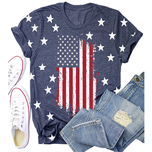 Women American Flag Print Tee