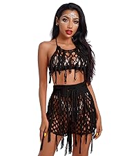 Women Sexy Halter Crop Tops Short Crochet Tassel Hollow Out Knitted Summer Beach Outfits