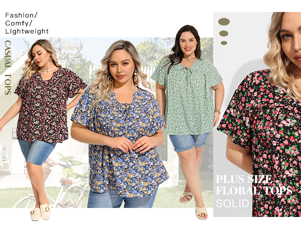 PLUS SIZE V NECK BLOUSE