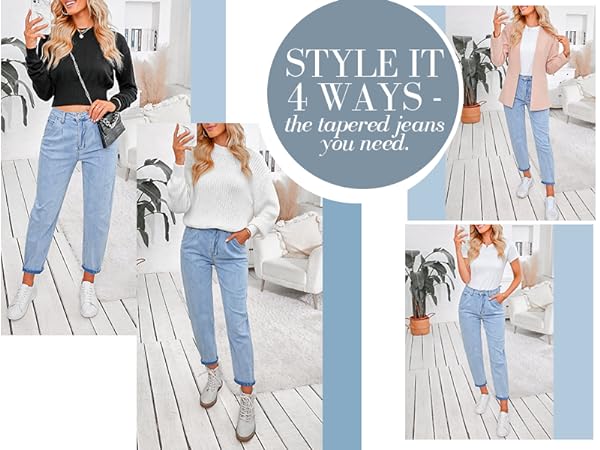 Women''s Classic High Waist Stretch Loose Balloon Tapered Jeans Mom Jeans