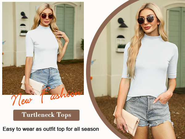 white tops for women mock neck