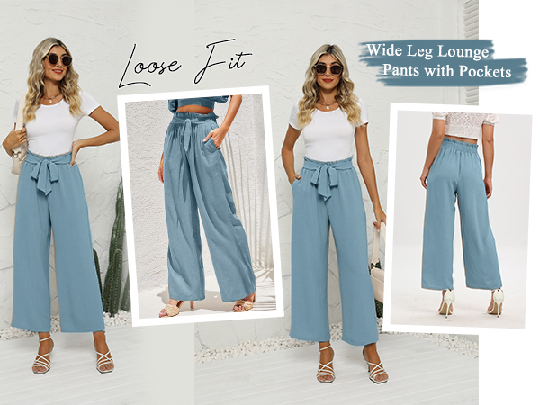 wide leg lounge pants with pockets