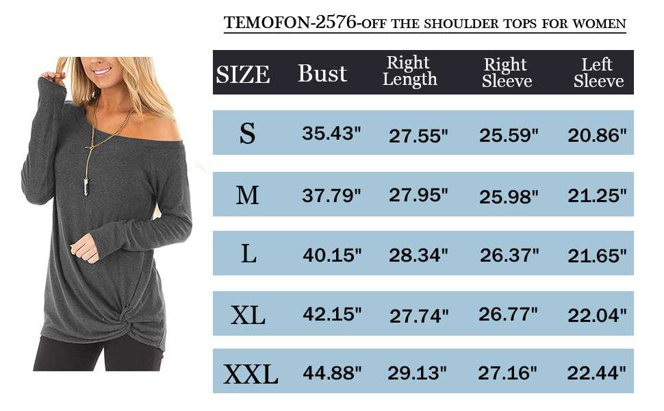 temofon long sleeve off the shoulder tunic tops