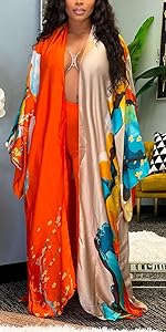 Floral Print Satin Robe Kimono Cardigans