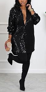 sequin sexy shirt dress