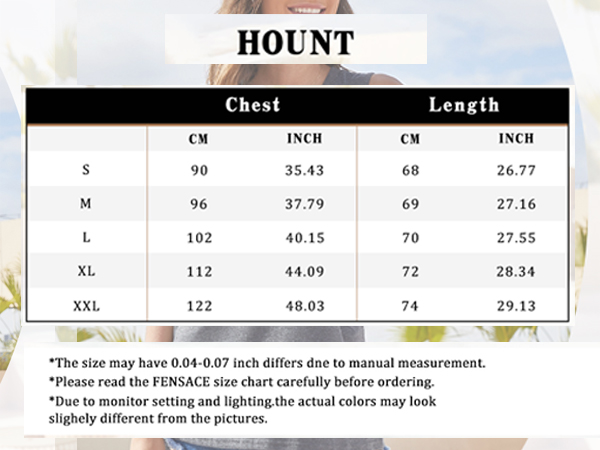 Cute Tank Top Size Chart