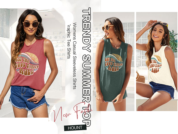 Boho Beach Tank Top Summer Sleeveless Graphic Tee Shirt