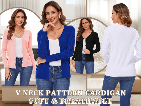 Women''s V Neck pattern Cardigan