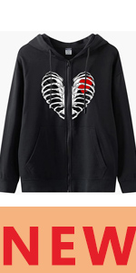 Skull Heart Zip Up Hoodie