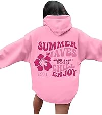 Pink Palm Puff Hoodie Womens Long Sleeve Sweatshirt Trendy Graphic Drawstring Pullover