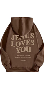 PANOZON Jesus Loves You Hoodie Christian Faith Religious God Tops