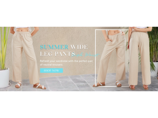 Women''s Cotton Linen Pants,Summer Wide Leg Casual Loose Drawstring High Waist Palazzo Pants Trousers