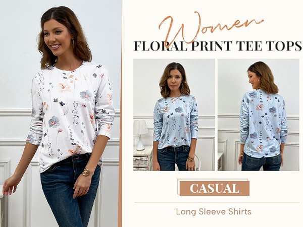 Casual Floral Print Long Sleeve Shirts