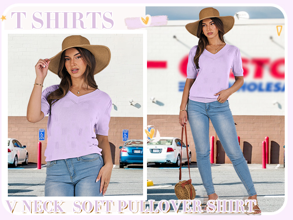 Short Sleeve V Neck Summer Tops