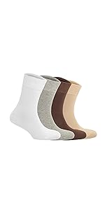 Women Crew Socks 4-Pair Soft Cotton Material Durable with Seamless Toe Suitable