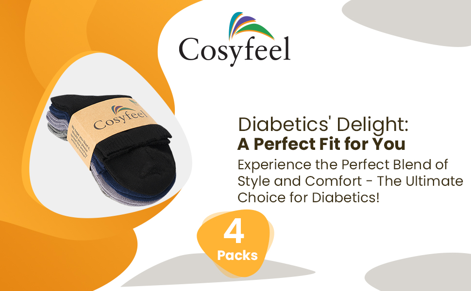 Cosyfeel Women Diabetic Ankle Socks 4-Pack