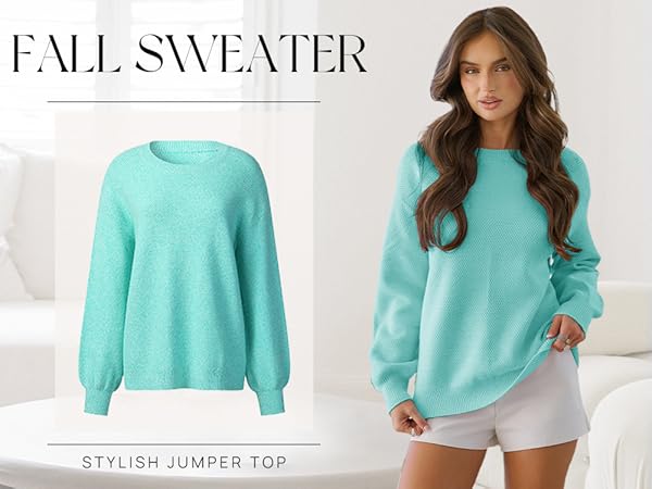 MEROKEETY Women&#39;s Crew Neck Long Sleeve Pullover Sweater Casual Loose Fall Jumper Tops Knitwear