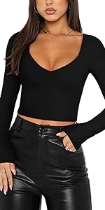 cropped long sleeve tops for women,double lined tops for women,fitted t shirts for women,