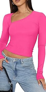 fitted t shirts for women,cropped long sleeve tops for women,going out tops