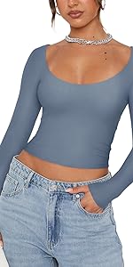 long sleeve crop top,double lined tops for women,sexy tops for women,going out tops