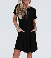 Womens Summer Casual T Shirt Dresses 2024 Short Sleeve Crewneck Swing Dress with Pockets Short Dress