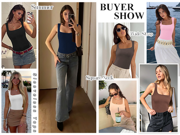 Sexy shirts for women date night square neck tank tops for women trendy summer going out womens tops