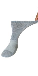 Loose Men''s Diabetic Crew Socks Grey