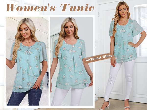 blouses for women  flowy tops layered chiffon tunic tops womens summer tops casual boho