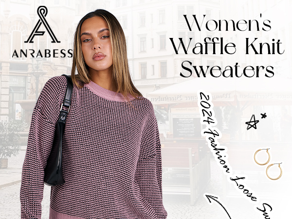 womens waffle knit sweater