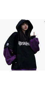 Splicing fake two-piece suit gothic hoodie dark hoodie 