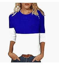 3 4 Length Sleeve Color Block Shirts