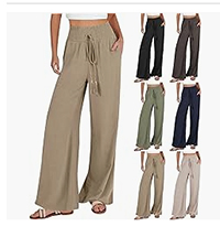  Linen Palazzo Pants with Pockets