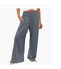 Linen Elastic High Waisted Palazzo Pants