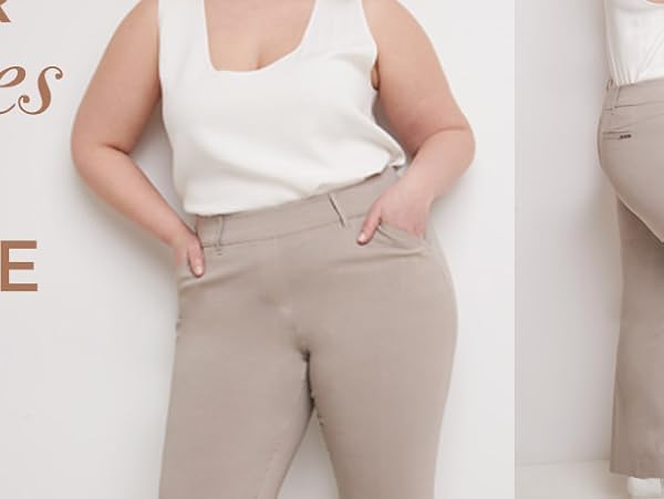 different views (front, side, back) of model wearing Rekucci pants in khaki