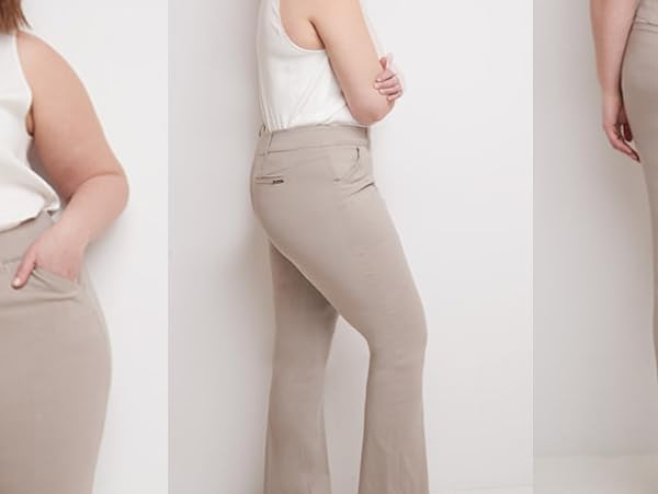 different views (front, side, back) of model wearing Rekucci pants in khaki