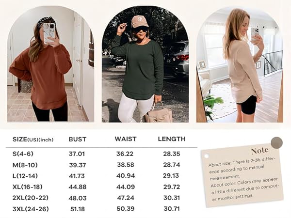 Dofaoo Sweatshirts for Women Long Sleeve Crew Neck Casual Tops