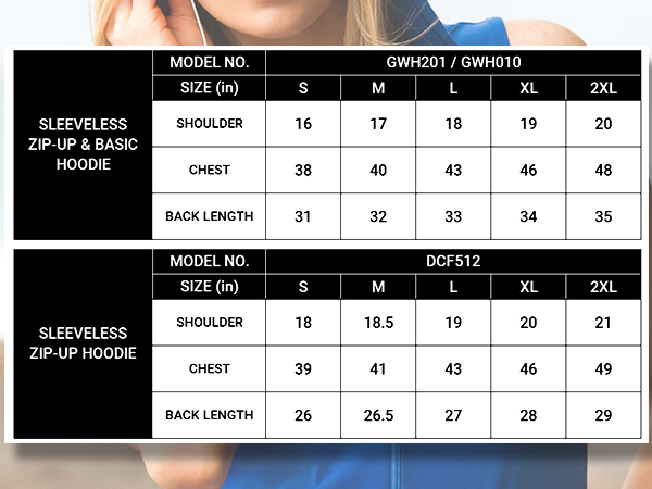 GWH201, GWH010, DCF512-A+ Size Chart-600x450