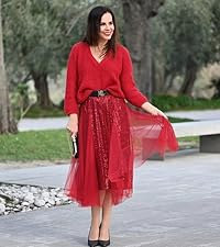 red midi skirt