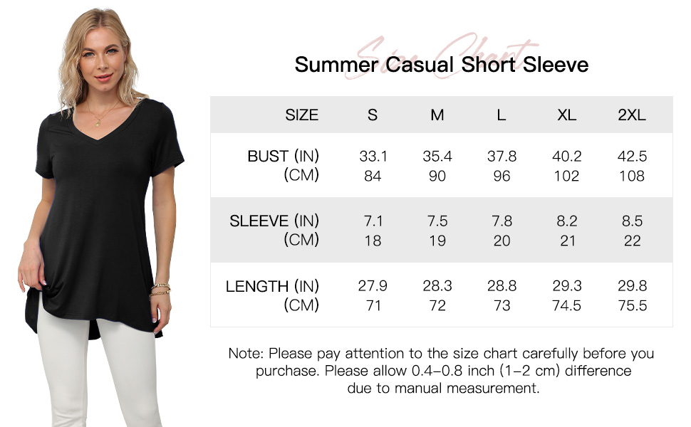 Women''s Summer Casual Short Sleeve V-Neck T-Shirt Tunic Tops