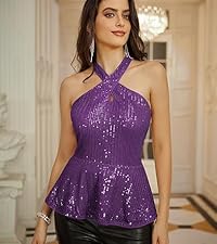 Halter Neck Peplem Sequin Top