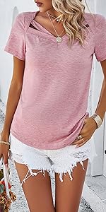 Cut-Out V Neck Tops for Women