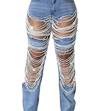 pearl jean,rhinestones jean,high waisted jean,ripped denim,cut out denim pant