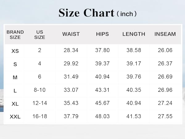 size chart of baggy jeans